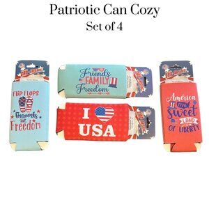 NWT Patriotic drink cozy set of 4 summer, BBQ, party, 4th of July, beach, boat